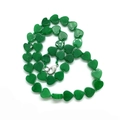 Polished green aventurine heart bead necklace with silver lobster clasp closure - Green Jade