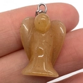 Pendaglio ad angelo in pietra naturale gialla con chiusura in argento per gioielli - Forma di angelo / Giada Gialla (n. 8)