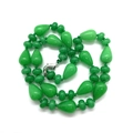 Handmade emerald green natural stone necklace with waterdrop and flat round beads - Green Jade