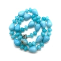 Blue sandstone teardrop beads necklace with lobster clasp for jewelry making - Blue Chalcedony