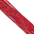 Leuchtend rote zylindrische Türkisperlen mit schwarzen Spinnennetzmuster für DIY-Schmuck - 4x13mm / Nr.14 (Hellrot Schwarze Äderung)