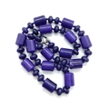 Handcrafted purple cylindrical gemstone bead necklace with polished finish and lobster clasp - Purple Texture Style (No. 17)