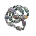 Collier en pierre naturelle avec perles d'agate multicolores 13x18mm et fermoir argent - Agate d'Inde