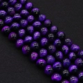 Dunkelviolette Tigerauge-Rundperlen für DIY-Schmuck mit natürlicher Seidenstruktur - Lila / 4mm