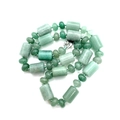 Necklace made of green turquoise beads with a mix of cylindrical and flat round stone shapes - Green Ore Style (No. 20)