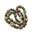 Handmade natural unakite stone necklace with elegant teardrop beads and a lobster clasp - Unakite