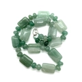 Collier en pierre naturelle verte avec perles rectangulaires et fermoir mousqueton argenté - Aventurine Verte
