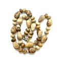 Handmade beaded necklace with natural brown stones in teardrop and disk shapes - Jasper