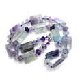Collier en perles de fluorite et améthyste avec pierres rectangulaires et fermoir en argent - Fluorite violette