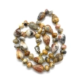 Handmade necklace featuring teardrop and round natural jasper beads on yellow cord - Yellow Jasper