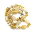 Natural yellow turquoise 10x14mm cylindrical stone beads necklace with gold lobster clasp - Topaz