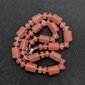 Natural pink quartz beaded necklace with cylindrical stones and silver lobster clasp - Watermelon Quartz