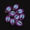 Vista macro di perline di conchiglia viola con motivo occhio greco per creare gioielli - N. 1 (20 Capsule/confezione) / 9x19mm,1.5g
