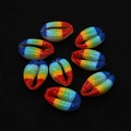 Close-up of rainbow striped natural cowrie shells with polished finish for DIY jewelry - 20 Pieces/Pack (9x19mm) / No. 4 (Colorful Glossy Stripes)