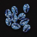 Detailed view of ten blue and white marble pattern natural shell beads for jewelry making - No. 4 (20 Pieces/pack) / 9x19mm,1.5g