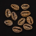 Macro shot of 9pcs natural cowrie shells with leopard print for DIY jewelry making - No. 7 (20 Pieces/pack) / 9x19mm,1.5g