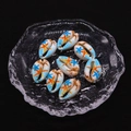 Natural hand-painted sea snail shell beads with blue star pattern for DIY jewelry making - Style 2 (Blue Cross Star Pattern) / 20 Pieces Set