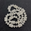 Translucent white natural stone necklace with alternating cylindrical and rondelle beads - White Crystal