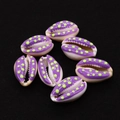 Natural cowrie shell pendants with purple finish and neon yellow polka dots for DIY jewelry - No. 1 (20 Pieces/pack) / 9x19mm,1.5g