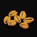 Polka dot pattern yellow cowrie shell beads for DIY jewelry making handmade accessories - No. 2 (20 Pieces/pack) / 9x19mm,1.5g