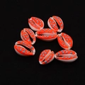 Orange natural seashell pendants with blue polka dots for DIY jewelry making - No. 3 (20 Pieces/pack) / 9x19mm,1.5g