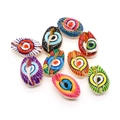 Natural cowrie shells with hand-painted colorful evil eye patterns for DIY jewelry - Mixed Colors (20 Pieces Per Pack) / 9x19mm,1.5g