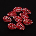 Red natural shell beads with blue polka dots for DIY jewelry making and necklaces - No. 6 (20 Pieces/pack) / 9x19mm,1.5g