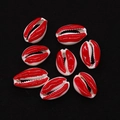 Natürliche weiße Kauri Muscheln mit roter Glasur für DIY Schmuckherstellung - Nr. 10 (20 Stück/packung) / 9x19mm,1.5g