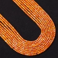 Macro shot of 2-3mm faceted orange natural stone beads for DIY jewelry making - US 14