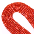 Facettierte orangefarbene runde Steinperlen für DIY-Schmuck und Halskettenzubehör - Durchmesser 2mm / Orangerot (Farbe 1)