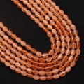 Gepolijste zalmroze ovale kattenoog steen kralen voor DIY sieraden en kettingen - 4x6 / Oranjeroze