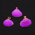 Trois pendentifs en coquillage naturel violet avec bordure dorée pour bijoux faits main - N°1 (Violet)