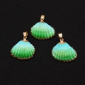 Three gradient green shell pendants with gold plated edges for DIY jewelry making - 20-30mm, 2-5g / No.2 Green Gold Gradient