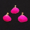 Pendentifs en coquillage naturel rose avec bords dorés pour la création de bijoux DIY - Couleur 4 (Rouge Rose)