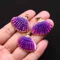 Pendentif en coquillage dégradé violet avec bords plaqués or pour bijoux DIY - 20mm-30mm / Violet