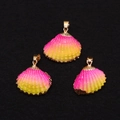 Pink and yellow gradient seashell pendants with gold plated edges for DIY jewelry making - 20-30mm, 2-5g / No.6 Pink Yellow Gradient