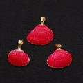 Pendentif en coquillage rouge avec bords dorés et bélière pour bijoux DIY - N°8 (Rouge)