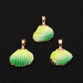 Scallop shell pendants with yellow-green gradient and gold plated edges for DIY jewelry - 20-30mm, 2-5g / No.8 Yellow Green Gradient