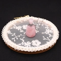 Macro shot of rose quartz essential oil bottle pendant with delicate silver chain - 20x38mm, 20g / Rose Quartz