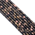Natuurlijke 4x4mm rhodoniet stenen buiskralen met zwart en roze gevlekte textuur - 4x4mm / Nr.16 Rhodoniet
