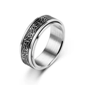 Bague rotative Viking pour hommes en acier inoxydable avec motif de nœud celtique gravé - Taille 6 / Argent