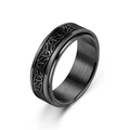 Bague rotative Viking noire mate en acier inoxydable avec motif nœud celtique - Taille 6 / Noir