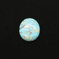 Pierre de turquoise bleue ovale polie 33x40mm avec veines brunes sur fond noir - Cabochon Ovale (1) / 33x40mm, 13.8g / Bleu