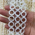 Macro shot of natural shell bead rings for DIY jewelry making with soft pearl luster - Ring Style (Size 7) / 15mm