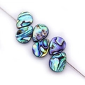 Macro shot of natural paua shell teardrop beads with iridescent colorful texture - Horizontal Hole Water Drop
