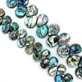 Perles de nacre d'abalone naturelle en forme de goutte aux reflets arc-en-ciel pour bijoux - 10x14mm / Goutte d'Eau Trou Horizontal