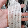 Cuentas cilíndricas de cristal blanco semitransparente para bisutería y collares DIY - 6x10mm (aprox. 39 cuentas) / Cristal de roca
