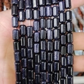 Perles cylindriques en pierre bleue sablée avec fini pailleté pour bijoux DIY - 6x10mm (env. 39 perles) / Grès bleu