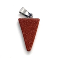 Polished triangular goldstone pendant with shimmering copper flakes and silver bail - Gold Sandstone
