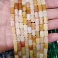Perles cylindriques en pierre naturelle polie jaune et orange pour bijoux artisanaux - 6x10mm (env. 39 perles) / Topaze